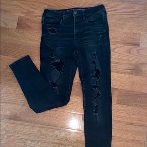 American eagle black ripped skinny jeans